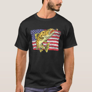 Bruine Forel Vis Retro Us Amerikaanse Vlag Vintage T-shirt