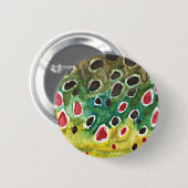 Bruine forel vis ronde button 5,7 cm (Voorkant /achterkant)
