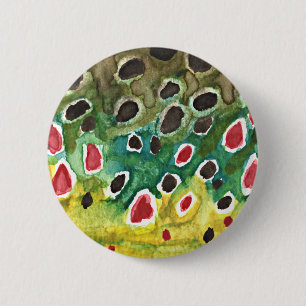 Bruine forel vis ronde button 5,7 cm