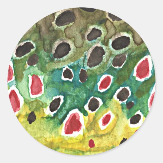Bruine forel vis ronde sticker (Voorkant)