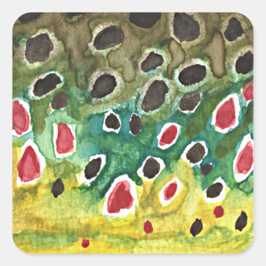 Bruine forel vis vierkante sticker (Voorkant)