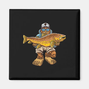 Bruine forel Vist Bigfoot Hunting Fisherme Magneet