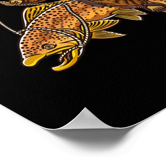 Bruine forel Vist Bigfoot Hunting Fisherme Poster (Hoek)