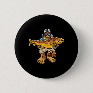 Bruine forel Vist Bigfoot Hunting Fisherme Ronde Button 5,7 Cm
