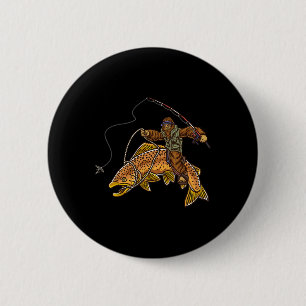 Bruine forel Vist Bigfoot Hunting Fisherme Ronde Button 5,7 Cm