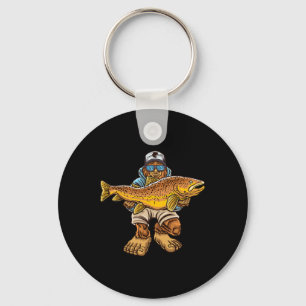 Bruine forel Vist Bigfoot Hunting Fisherme Sleutelhanger