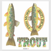 Bruine forel Vist van Angler Sticker (Vel)