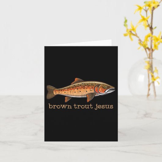 Bruine forel vlieg vissen visser vis Humor grap Kaart (Gele Bloem)