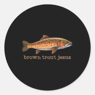 Bruine forel vlieg vissen visser vis Humor grap Ronde Sticker