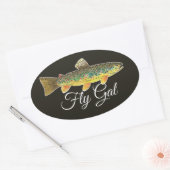 Bruine forel Vlieg Vrouw Vliegen Ovale Sticker (Envelop)