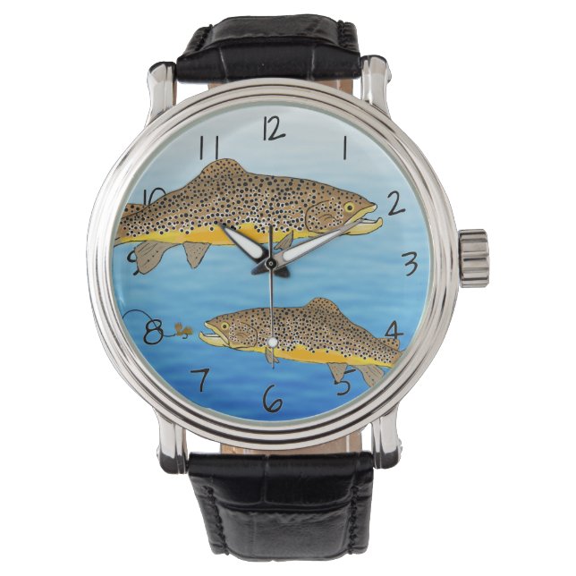 Bruine forel vliegen horloge (Voorkant)