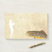 Bruine forel vliegende aas post-it® notes (Op bureau)