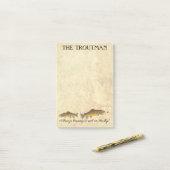 Bruine forel vliegende aas post-it® notes (Op bureau)