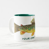 Bruine forel vliegende Ichthyology Angler's Tweekleurige Koffiemok (Voorkant links)