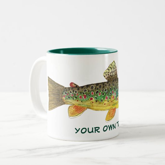 Bruine forel vliegende Ichthyology Angler's Tweekleurige Koffiemok (Voorkant links)