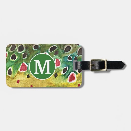 Bruine forel vliegende vissers bagagelabel (Voorkant horizontaal)