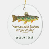 Bruine forel vliegende vissers keramisch ornament (Links)