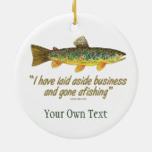 Bruine forel vliegende vissers keramisch ornament (Achterkant)