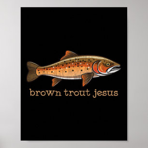 Bruine Forel Vliegvisserij Visser Vis Humor Grap Poster
