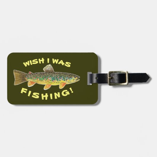 Bruine forel "Wish I was Gevist" Bagagelabel (Voorkant horizontaal)