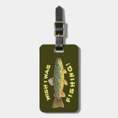 Bruine forel "Wish I was Gevist" Bagagelabel (Voorkant verticaal)