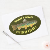 Bruine forel "Wish I was Gevist" Ovale Sticker (Envelop)