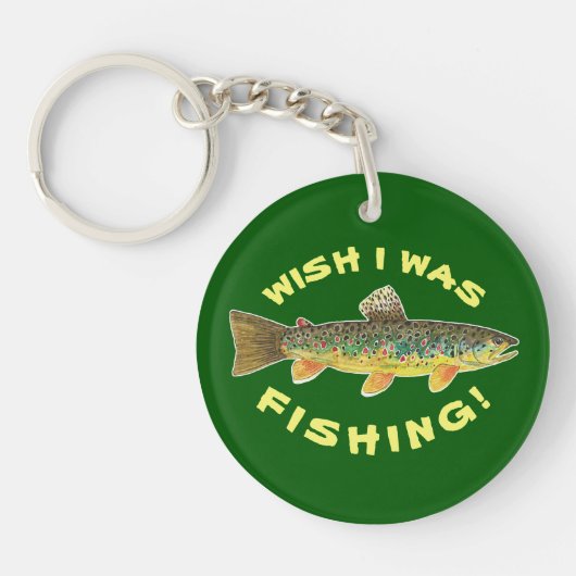 Bruine forel "Wish I was Gevist" Sleutelhanger (Voorkant)