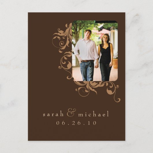 Bruine foto Bewaar de datum 04 Aankondigingskaart (Voorkant)