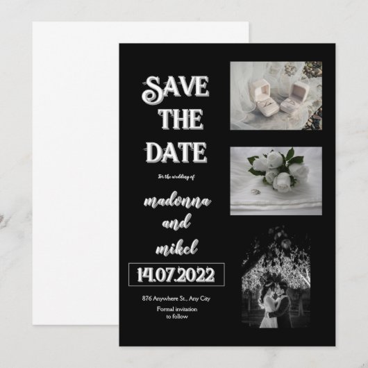 Bruine fotocabine trendy moderne save the date-huw kaart (Voorkant / Achterkant)