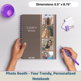 Bruine fotohokje - Trendy moderne gepersonaliseerd Notitieboek
