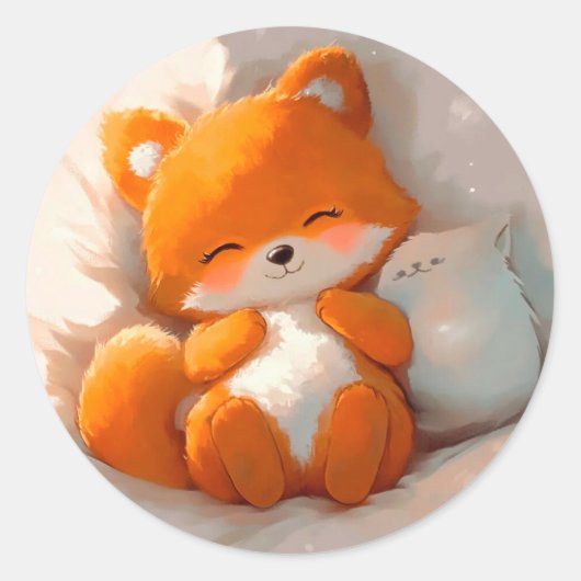 Bruine fox ronde sticker (Voorkant)