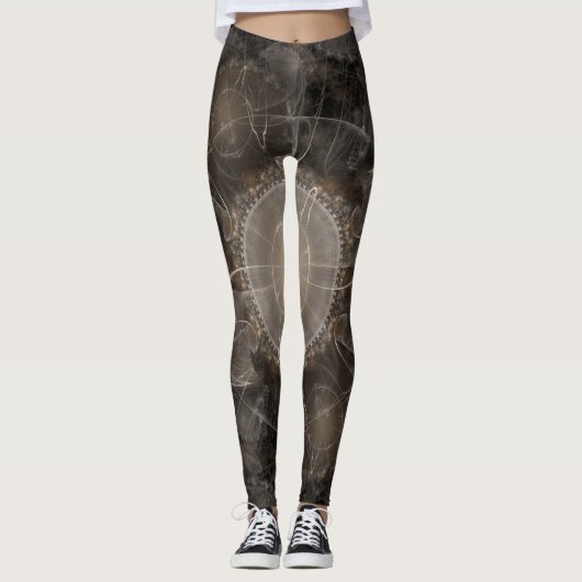 Bruine fractal Abstracte achtergrond Leggings (Voorkant)