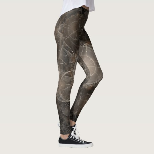 Bruine fractal Abstracte achtergrond Leggings (Rechts)