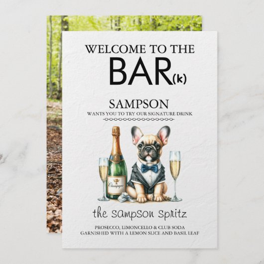 Bruine Franse Bulldog Bar Menu (Voorkant / Achterkant)