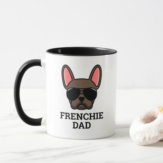 Bruine Franse Bulldog Frenchie Hond Vader Mok (Met donut)