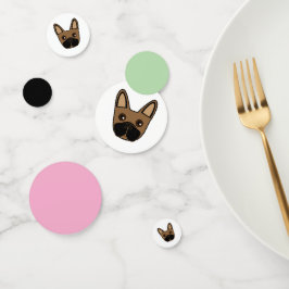 Bruine Franse Bulldog Gezicht Tafel Confetti