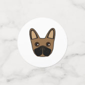 Bruine Franse Bulldog Gezicht Tafel Confetti (Kleine voorkant)