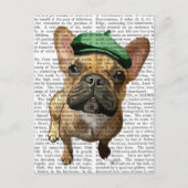 Bruine Franse Bulldog met groen Pet 2 Briefkaart (Voorkant)