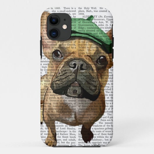 Bruine Franse Bulldog met groen Pet 2 Case-Mate iPhone Case (Achterkant)