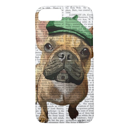 Bruine Franse Bulldog met groen Pet 2 Case-Mate iPhone Case (Achterkant)