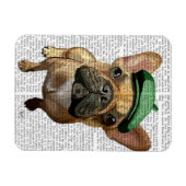 Bruine Franse Bulldog met groen Pet 2 Magneet (Horizontaal)