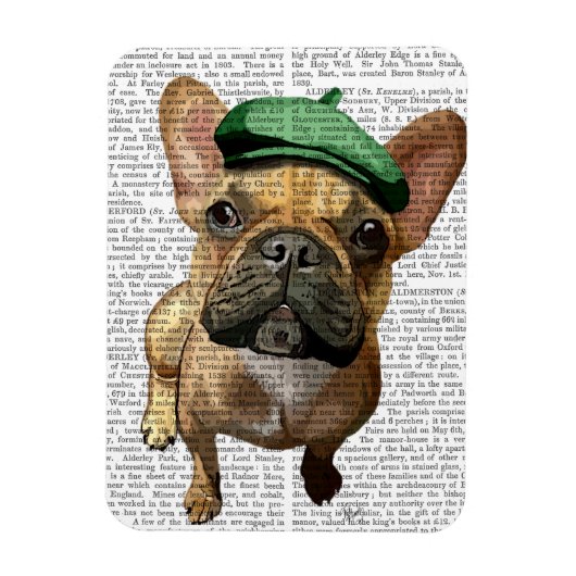 Bruine Franse Bulldog met groen Pet 2 Magneet (Verticaal)