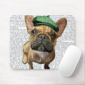 Bruine Franse Bulldog met groen Pet 2 Muismat (Met muis)