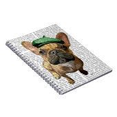 Bruine Franse Bulldog met groen Pet 2 Notitieboek (Rechterzijde)