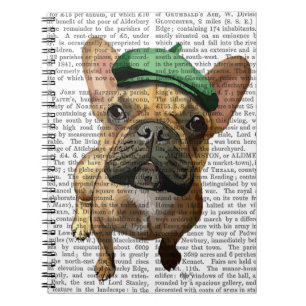 Bruine Franse Bulldog met groen Pet 2 Notitieboek