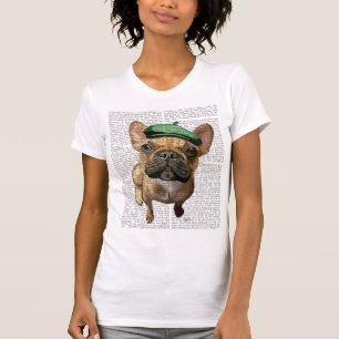 Bruine Franse Bulldog met groen Pet 2 T-shirt