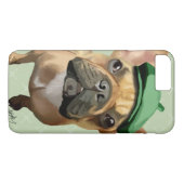 Bruine Franse Bulldog met groen Pet Case-Mate iPhone Case (Achterkant (Horizontaal))