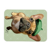 Bruine Franse Bulldog met groen Pet Magneet (Horizontaal)