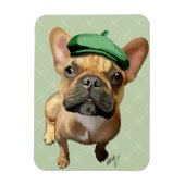 Bruine Franse Bulldog met groen Pet Magneet (Verticaal)