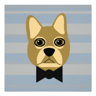 Bruine Franse Bulldog, Stripes Foto Afdruk